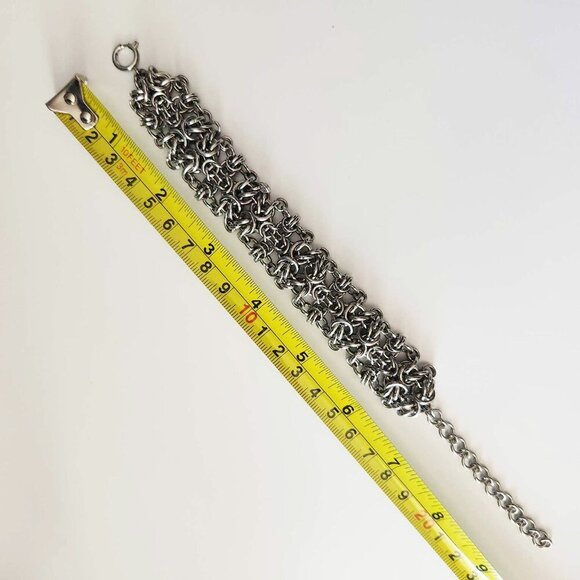 Medieval Gothic Grunge chunky silver chainmail bracelet - Picture 12 of 14